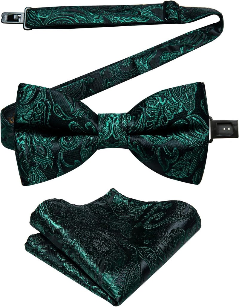 DiBanGu Boys Pre-tied Bow Tie,Silk Adjustable Bowtie and Pocket Square for Age 8-14 Kids Bowtie Wedding School Ceremony Party - Image 1